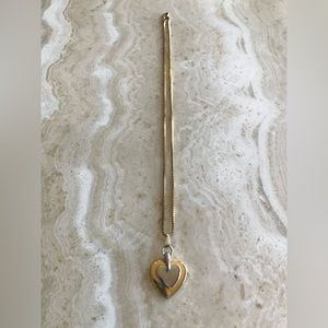 VINTAGE SILVER AND GOLD TONE HEART NECKLACE